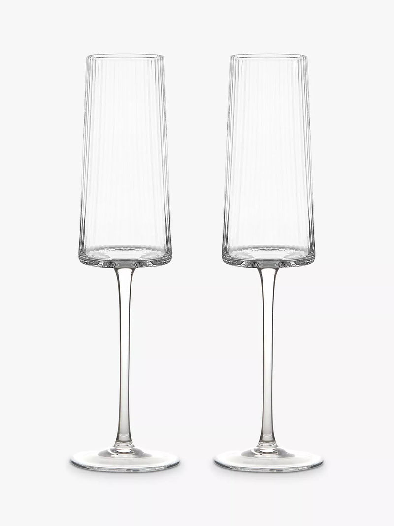 Anton Studio Designs clear champagne flute glasses set of 2 250ml - British product