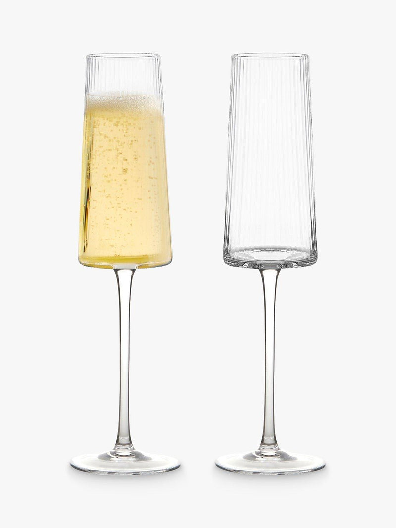 Anton Studio Designs clear champagne flute glasses set of 2 250ml - British product