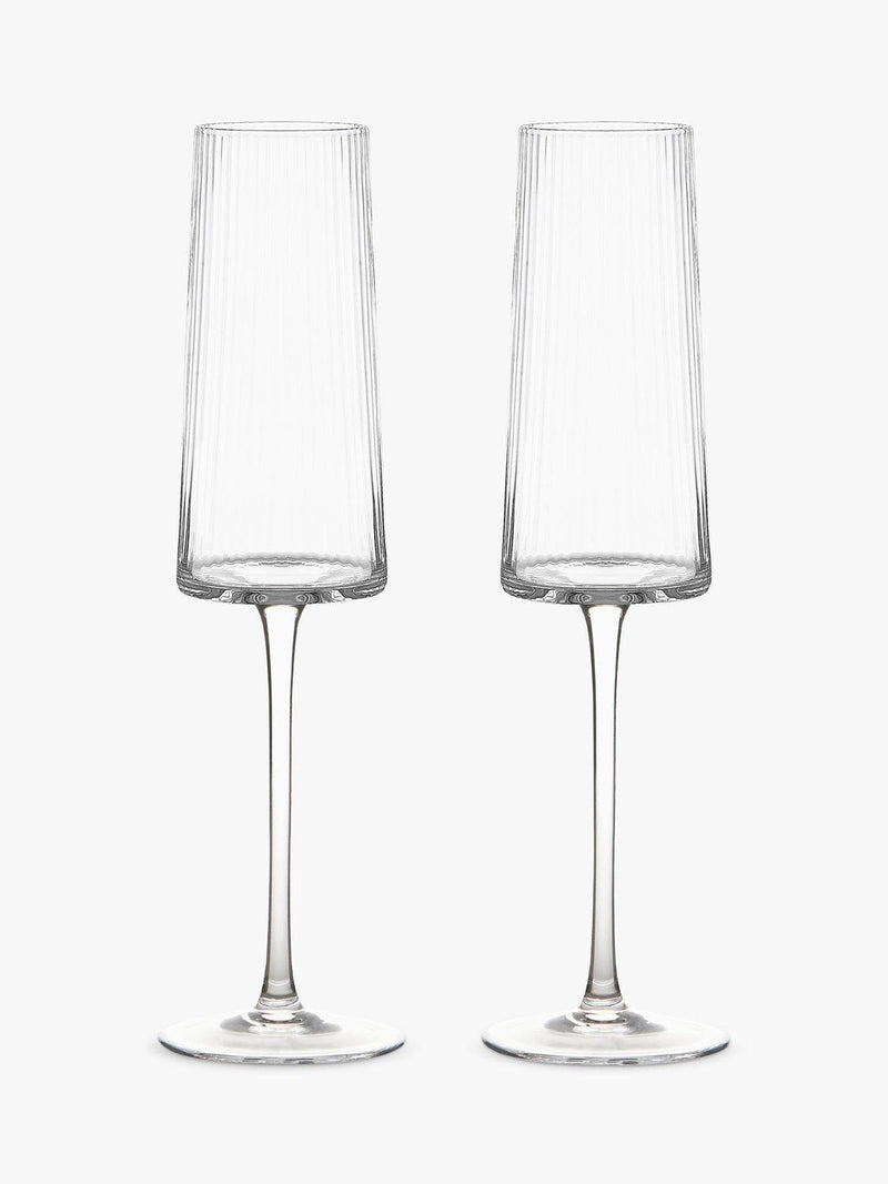Anton Studio Designs clear champagne flute glasses set of 2 250ml - British product