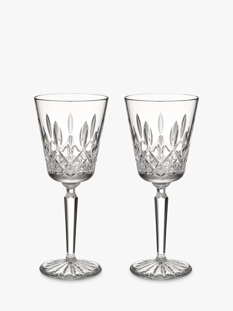 Waterford Crystal Lismore cut glass tall wine glass, set of 2, 450ml, clear (British brand)
