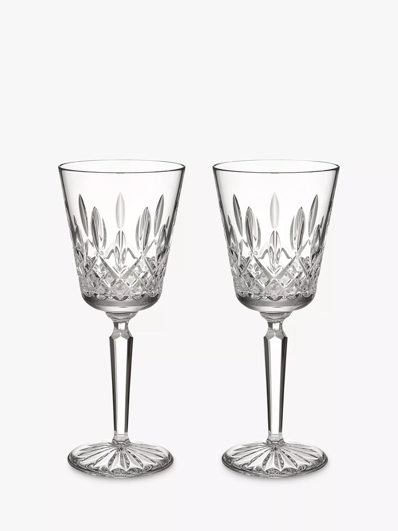 Waterford Crystal Lismore cut glass tall wine glass, set of 2, 450ml, clear (British brand)