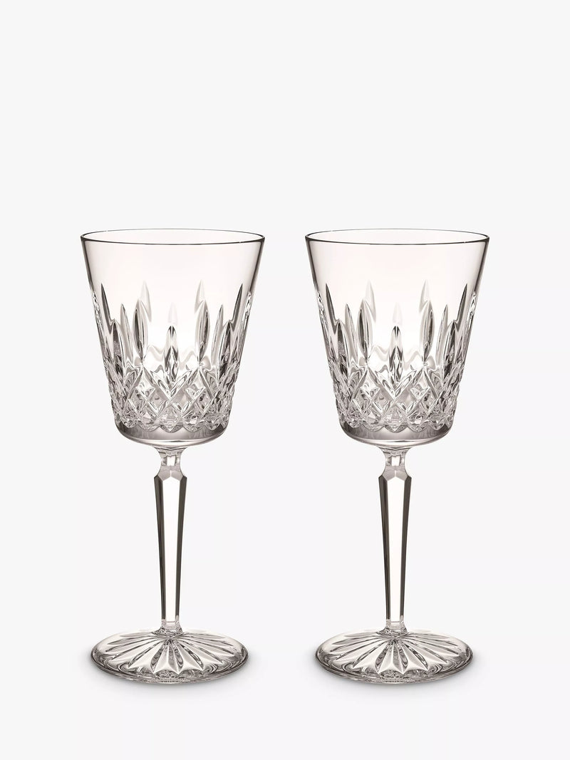 Waterford Crystal medium cut glass wine glasses, set of 2, 390ml (British brand)