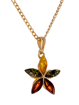 John Lewis Be-Jewelled Baltic Amber Floral Pendant Necklace, Gold/Multi- Buy online at McGrocer