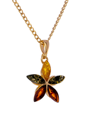 Be-Jewelled Amber Floral Pendant necklace gold multi - British product
