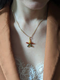 Be-Jewelled Amber Floral Pendant necklace gold multi - British product
