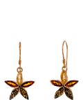 Be-Jewelled amber flower drop earrings gold plated silver, British product