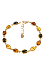 John Lewis Be-Jewelled Baltic Amber Oval Chain Bracelet, Gold/Multi- Buy online at McGrocer