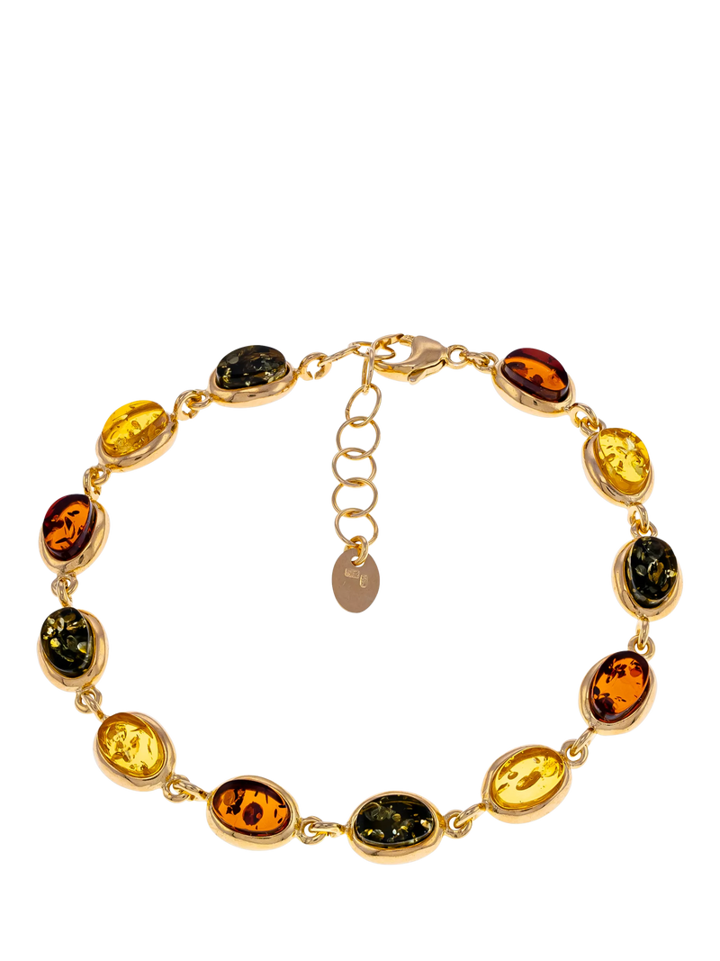 Be-Jewelled Baltic amber oval bracelet gold multi, UK version