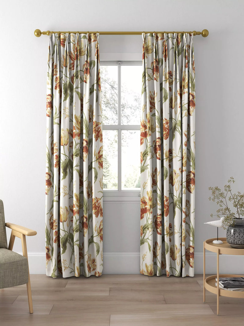 Laura Ashley gold floral curtains made to measure, imported from the UK