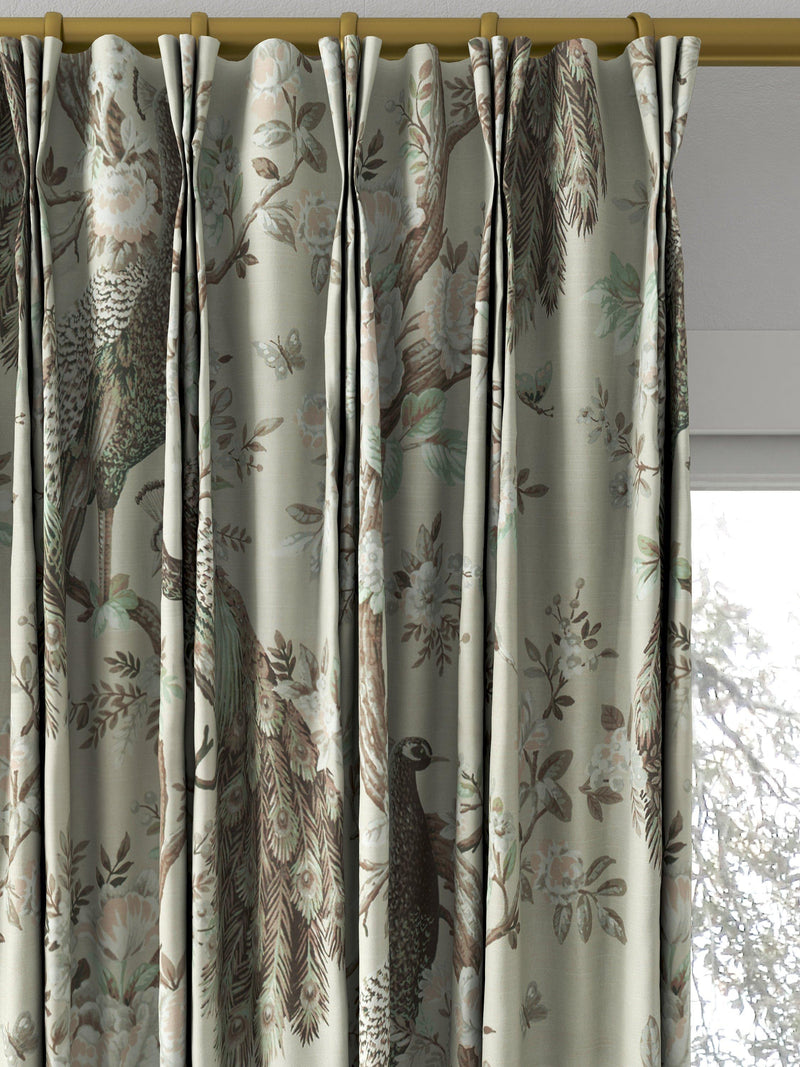 Laura Ashley Belvedere curtain in Truffle with peacock floral print (British brand)