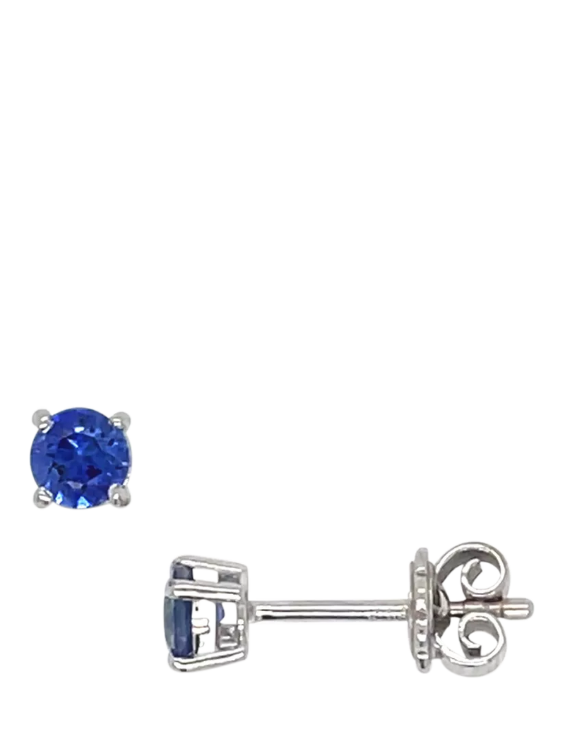 E.W Adams 18ct white gold sapphire stud earrings 4mm - British product