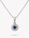 E.W Adams sapphire diamond pendant necklace 18ct white gold - British product