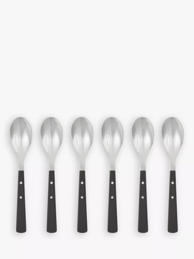 John Lewis Cuillères à café en acier inoxydable avec manches imitation bois, lot de 6 - Achetez en ligne chez McGrocer