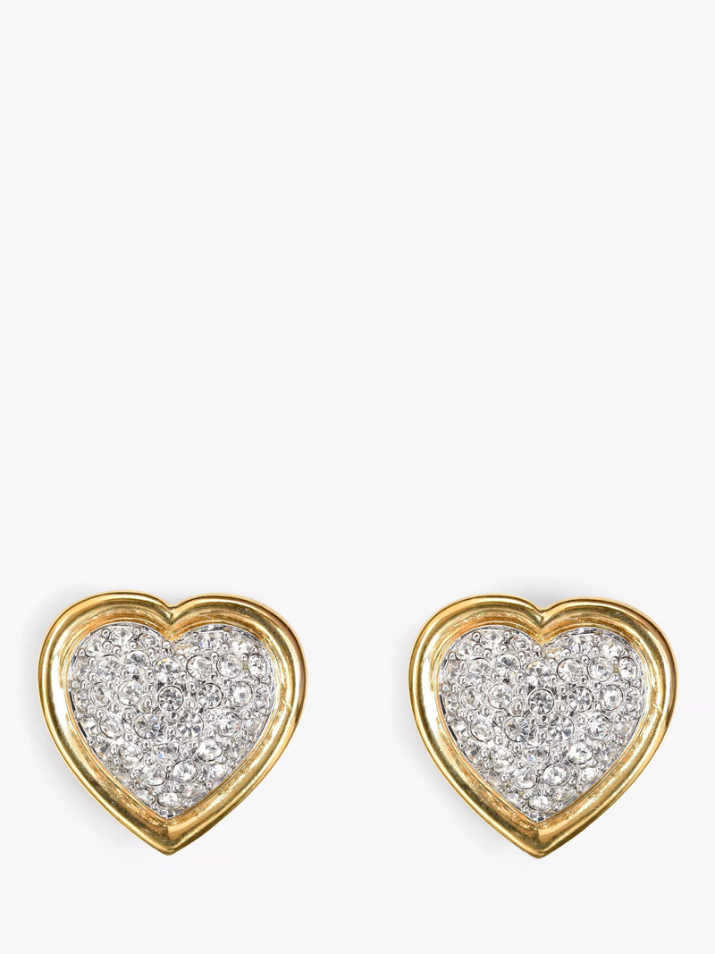 Eclectica Swarovski crystal heart clip-on earrings (British brand)