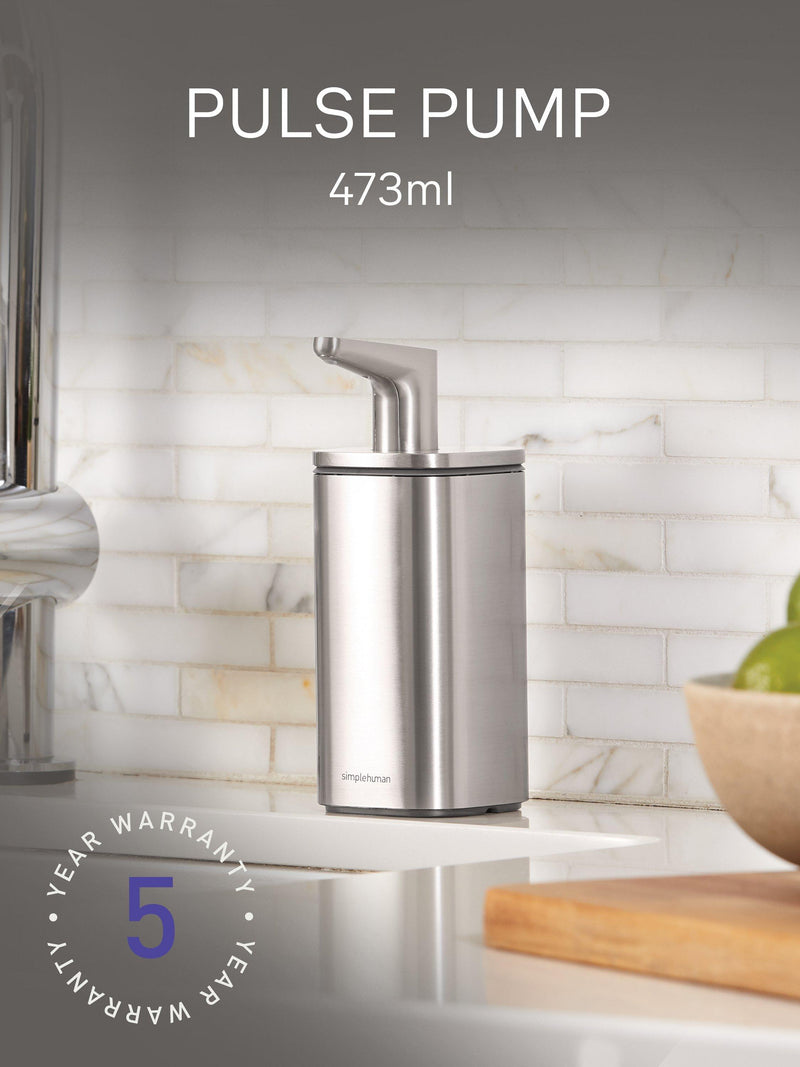 Simplehuman Pulse Pump Soap Dispenser Brushed Steel 473ml, imported from the UK