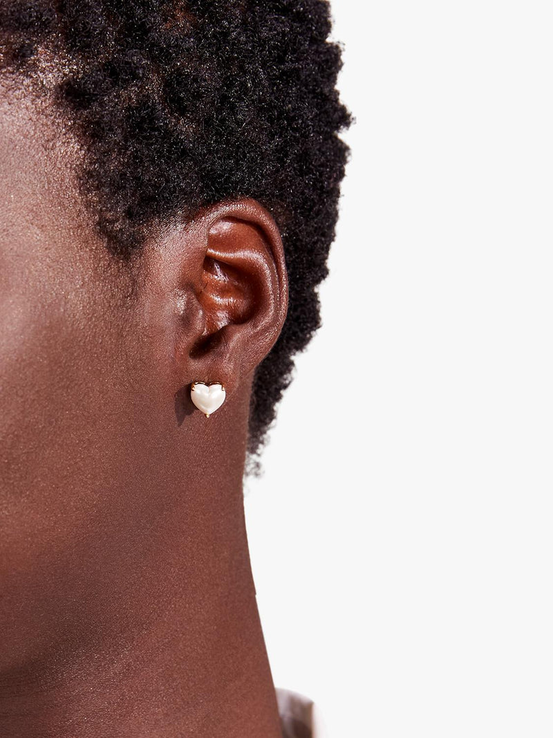 Kate Spade New York heart stud earrings gold white, UK version