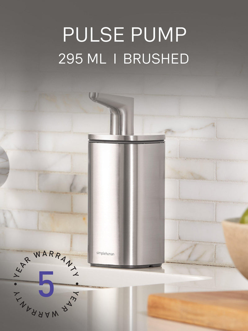 Simplehuman pulse pump soap dispenser brushed steel 295ml, imported from the UK