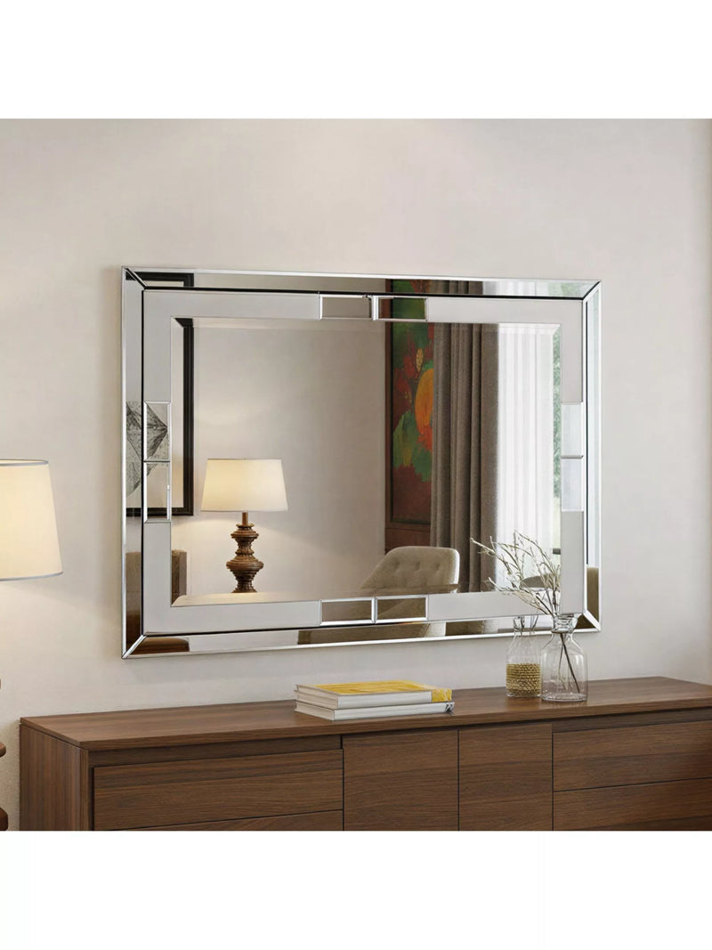 Yearn Rio bevelled glass wall mirror 82x112cm black, imported from the UK