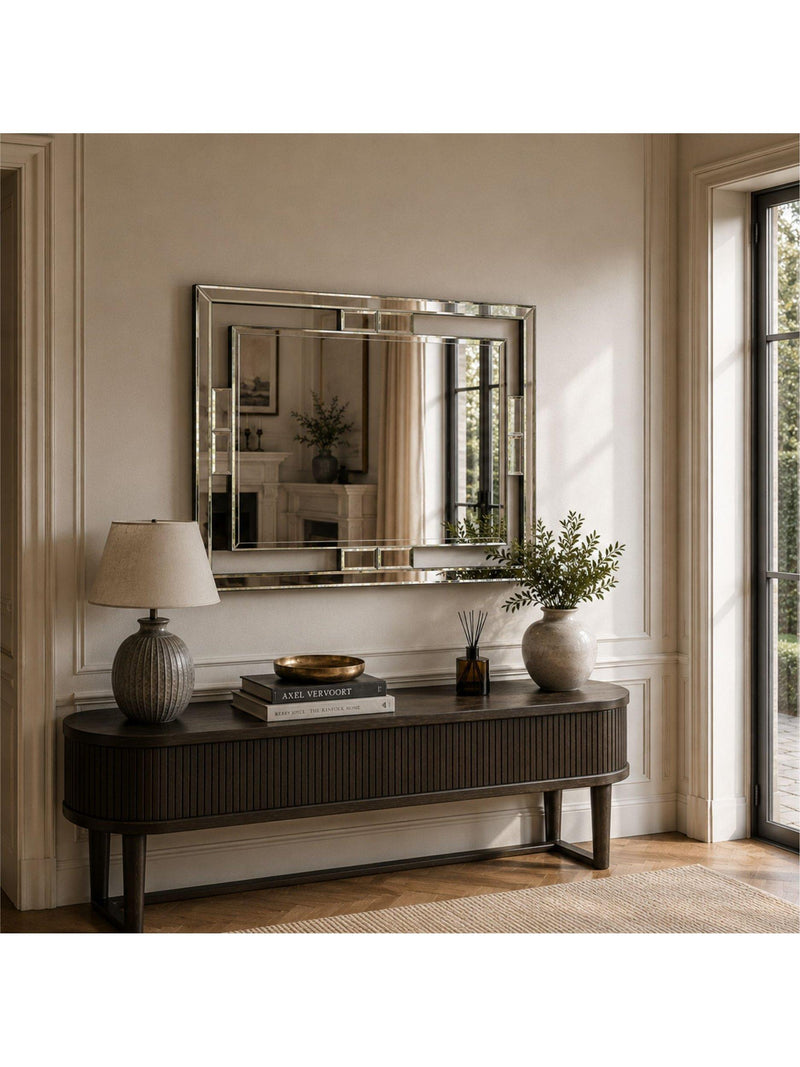 Yearn Rio bevelled glass wall mirror 82x112cm black, imported from the UK