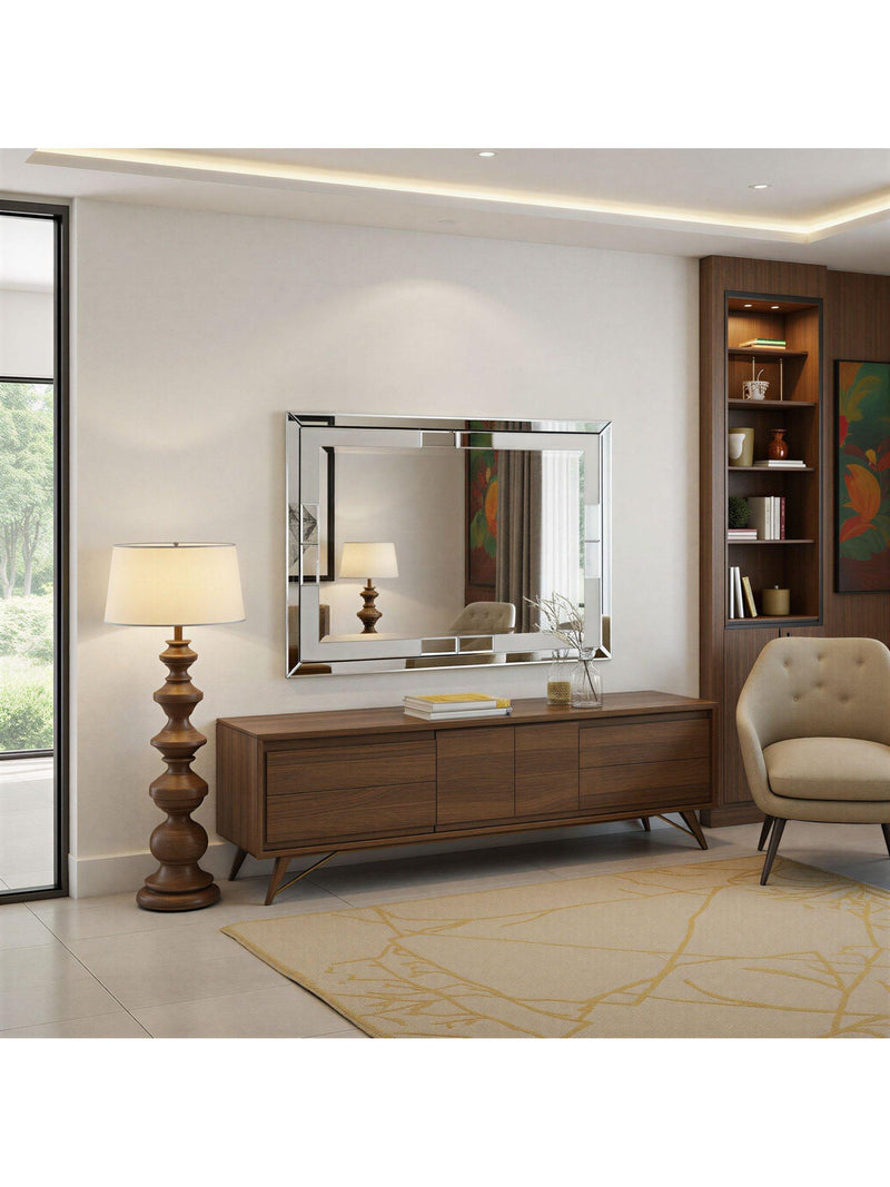 Yearn Rio bevelled glass wall mirror 82x112cm black, imported from the UK
