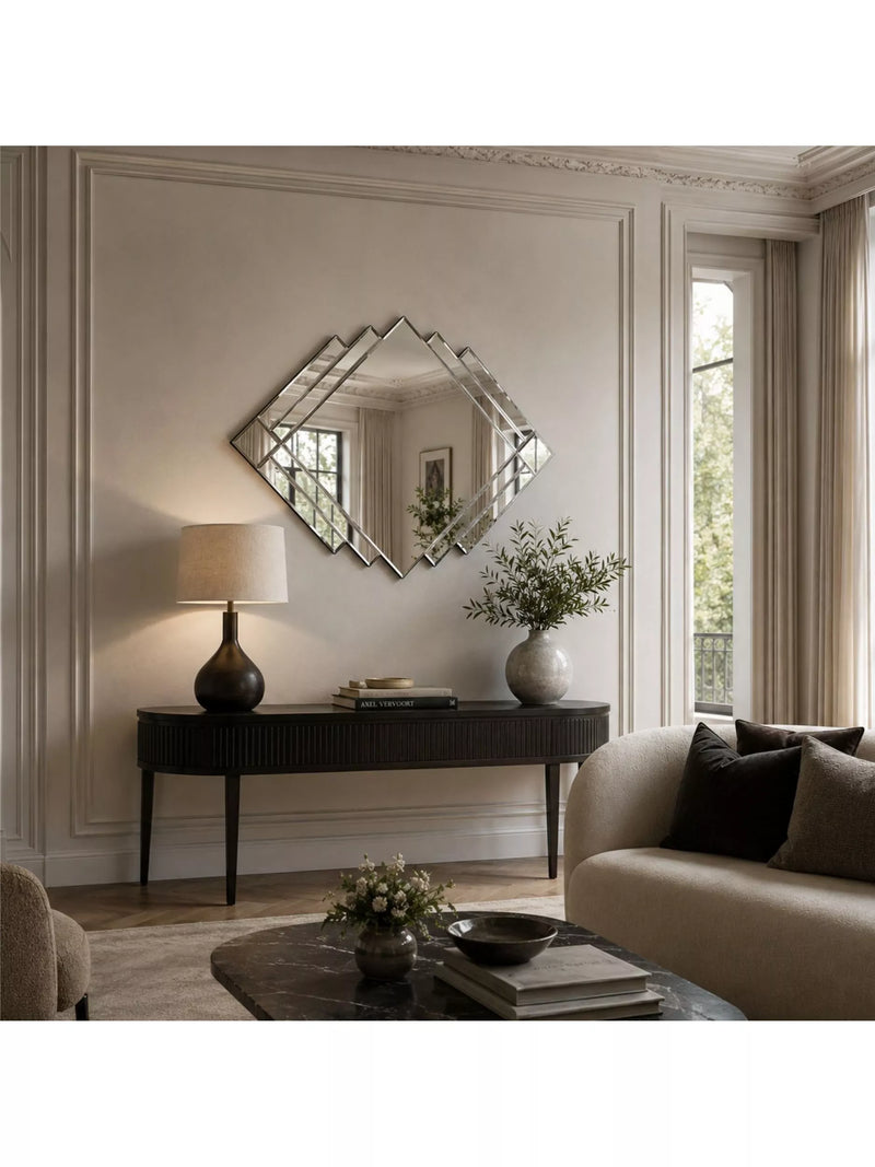 Yearn bevelled glass wall mirror black 86x119cm - British product