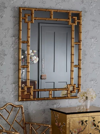 John Lewis Laura Ashley Shawford Mock Bamboo Rectangular Wall Mirror, Gold, 107 x 81cm- Buy online at McGrocer