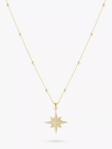 John Lewis LARNAUTI North Star Beaded Chain Star Pendant Necklace, Gold- Buy online at McGrocer