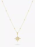 LARNAUTI star pendant necklace, gold, with beaded chain - British product
