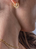 LARNAUTI sunburst hoop earrings gold, imported from the UK