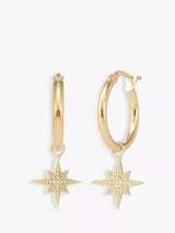 John Lewis LARNAUTI North Star Charm Hoop Earrings in Gold- Buy online at McGrocer