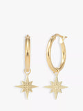 LARNAUTI north star charm hoop earrings gold, imported from the UK