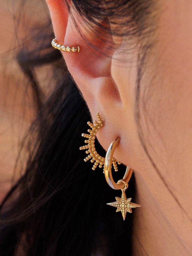 LARNAUTI north star charm hoop earrings gold, imported from the UK
