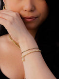 LARNAUTI pyramid charm chain bracelet in gold, 18-20cm (British brand)