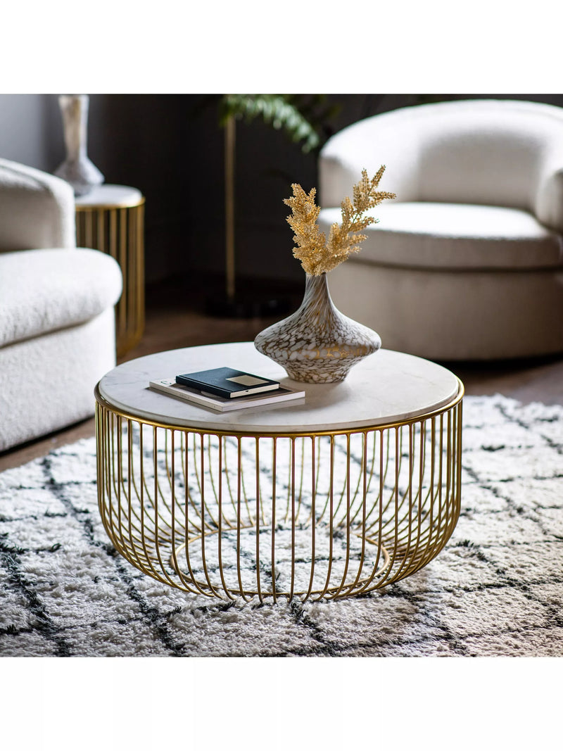 Gallery Direct marble coffee table natural gold round - British product