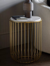 John Lewis Gallery Direct Sutton Marble Side Table, Natural/Gold- Buy online at McGrocer