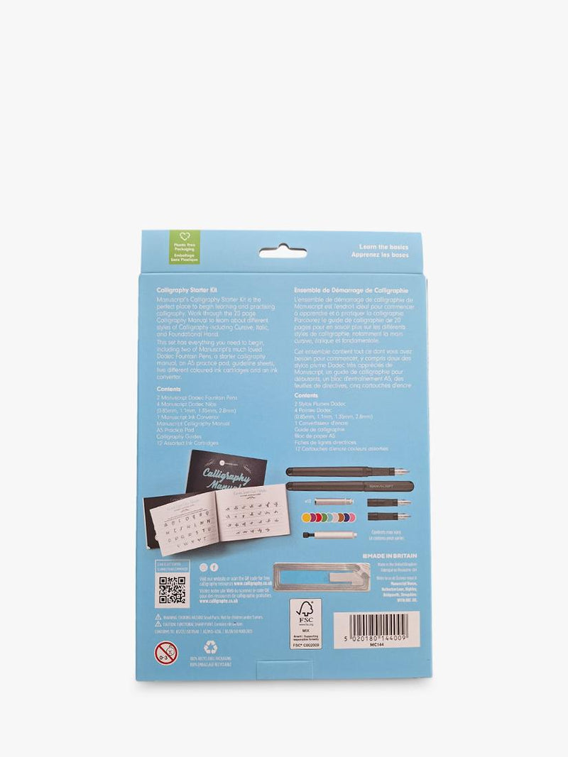 Manuscript calligraphy starter kit with pens and nibs, UK version