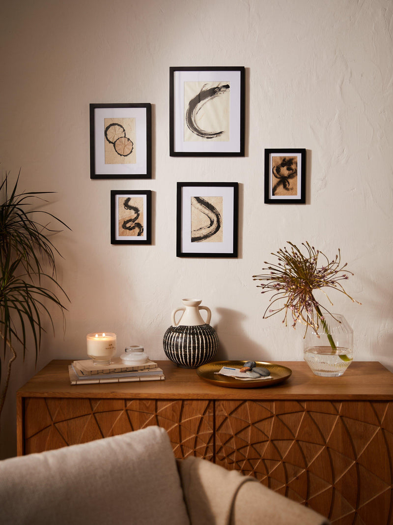 John Lewis multi-aperture wood photo frame set black 5 photo, UK version