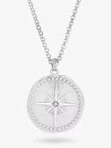 John Lewis Dower & Hall Men's Large True North Compass Pendant Necklace, Sterling Silver- Buy online at McGrocer