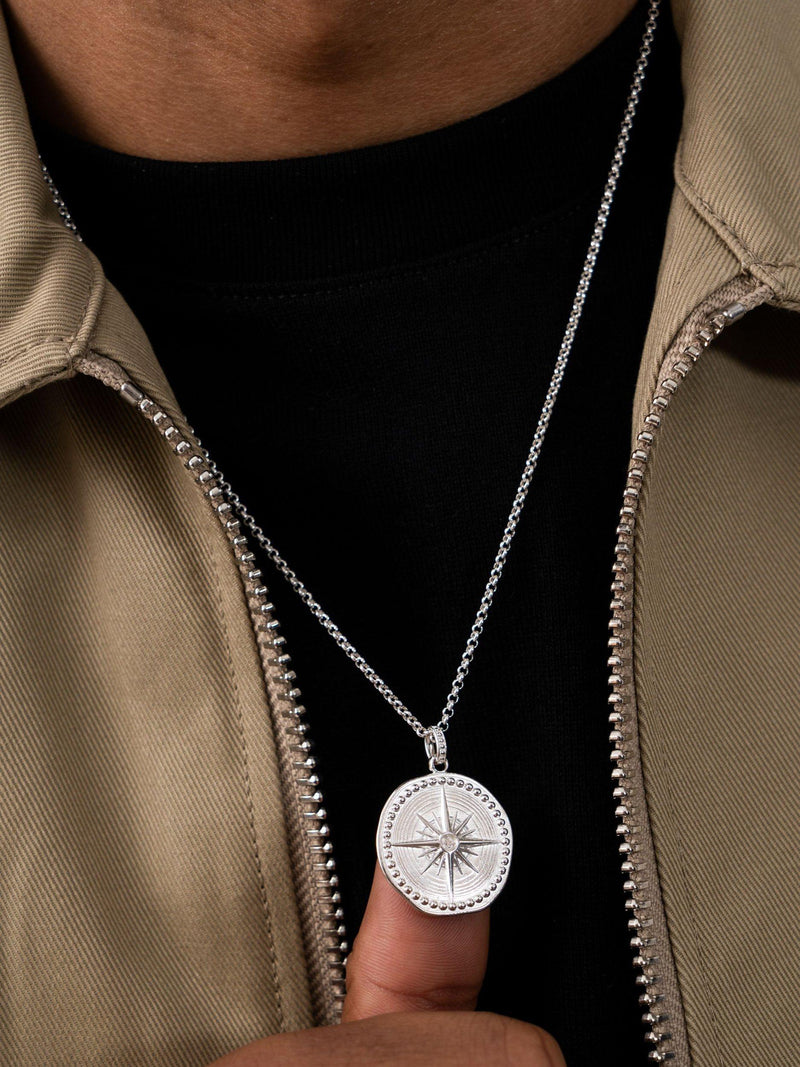 Dower & Hall sterling silver compass necklace diamond (British brand)