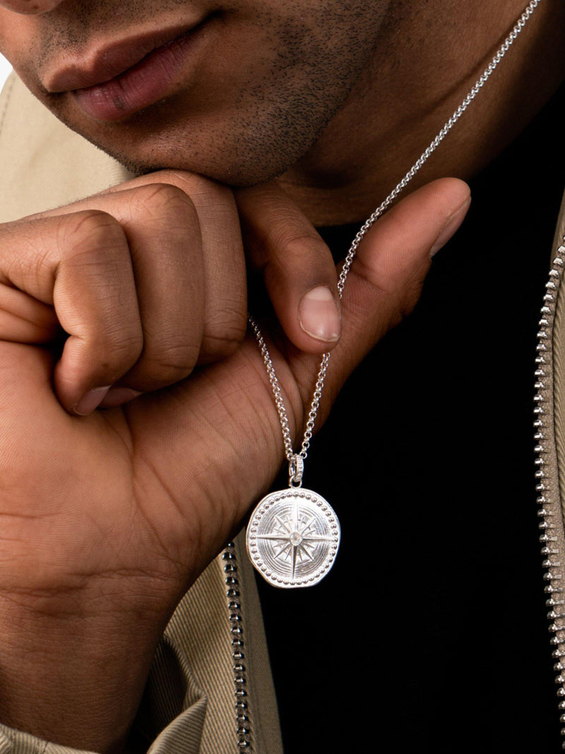 Dower & Hall sterling silver compass necklace diamond (British brand)