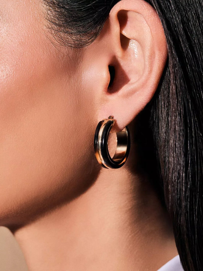 Ralph Lauren tortoise shell hoop earrings gold tone 23.88mm - British product