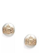 John Lewis Lauren Ralph Lauren Two-Tone Crest Stud Earrings Silver/Gold- Buy online at McGrocer