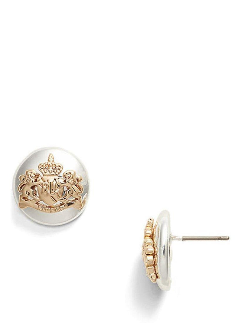 Ralph Lauren crest stud earrings in silver and gold, UK version