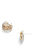 Ralph Lauren crest stud earrings in silver and gold, UK version