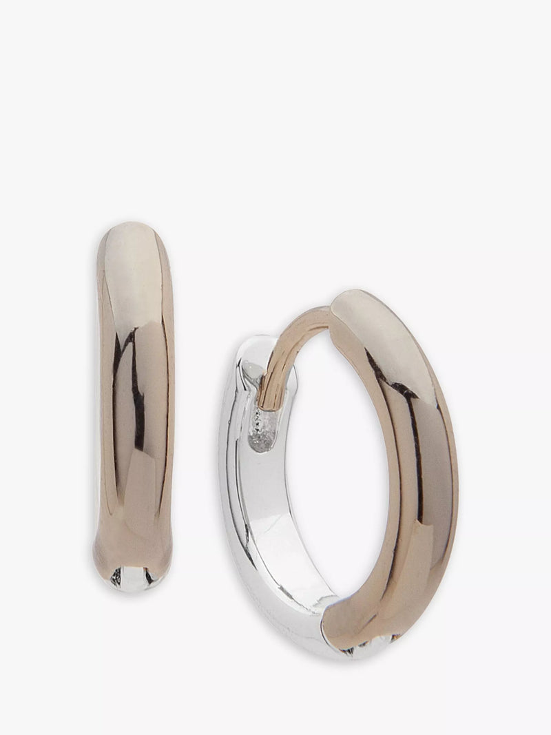 Ralph Lauren two-tone huggie hoop earrings silver gold, imported from the UK