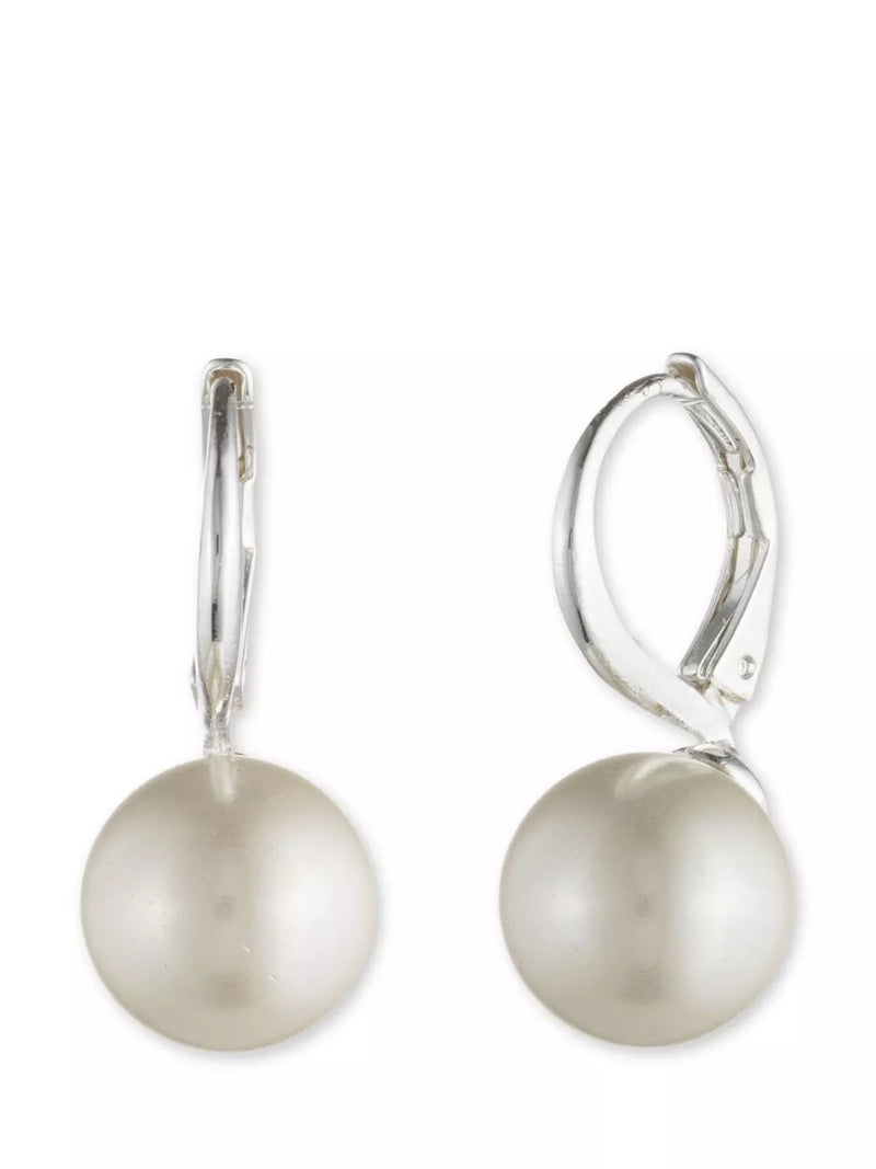 Ralph Lauren pearl drop earrings white silver - British product