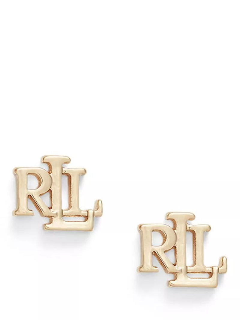 Ralph Lauren monogram stud earrings gold toned - British product