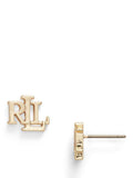 Ralph Lauren monogram stud earrings gold toned - British product