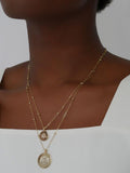 Ralph Lauren layered gold-tone necklace with crest and logo pendant (British brand)