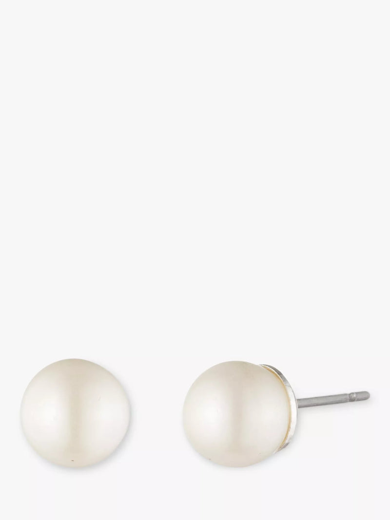 Ralph Lauren faux pearl stud earrings in white and silver - British product